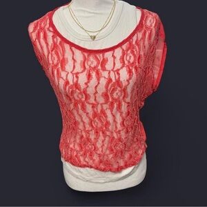 Sheer Lace Overlay Tank Top -